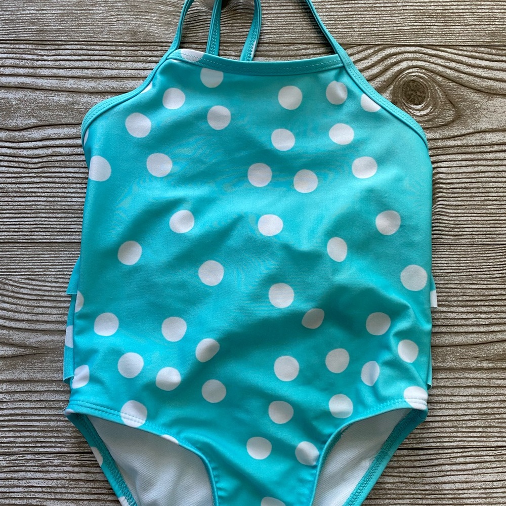 Polka dot toddler girl one piece swimsuit